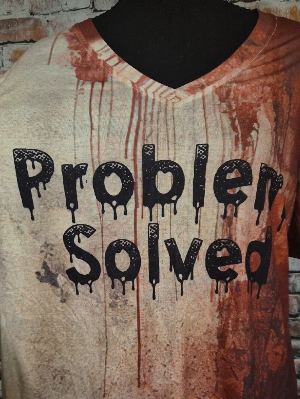 Problem Solved V-Neck Tee in Rust & Cream - Picture 2 of 4